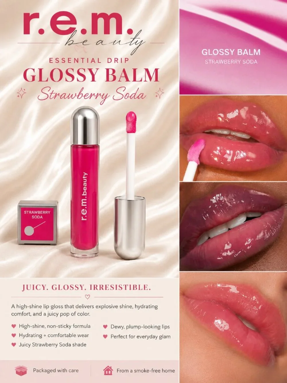 r.e.m. beauty Essential Drip Glossy Balm Strawberry Soda Lip Gloss